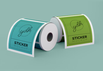 Rectangle Stickers Roll Mockup