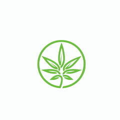 green leaf icon and cannabis logo