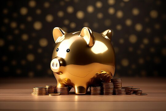 Gold piggy bank, Illustration - Stock Image - F012/7079 - Science Photo  Library