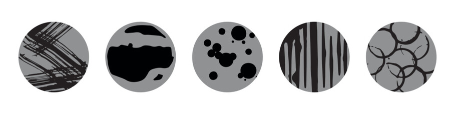 Set of black stain. spot, circle in round shape.
