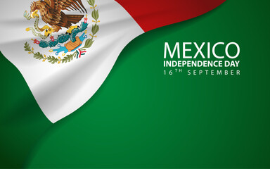 Mexican flag on a green background, suitable for political or national events such as Independence Day, vector illustration