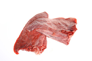 The pig lung on a white background