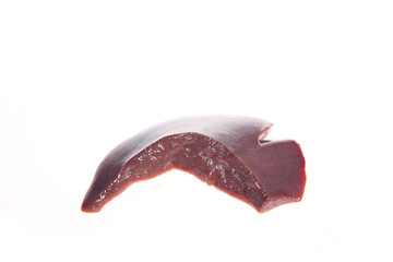 Pork liver on a white background
