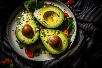 Breakfast with avocado and other healty ingredients