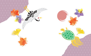 敬老の日　秋の紅葉と和モダン おしゃれな背景イラスト