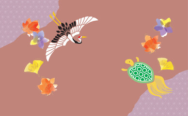 敬老の日　秋の紅葉と和モダン おしゃれな背景イラスト