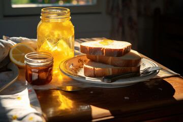 Toast and honey for breakfast