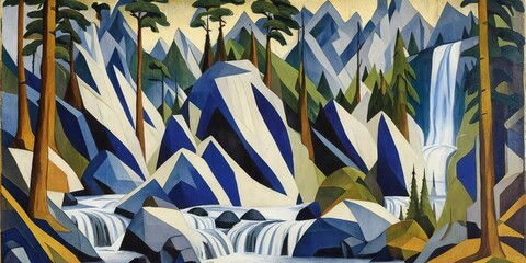 Полуабстрактный пейзаж в красочном мире,