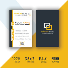 Vertical Double-sided Business Card Template. Flat Design Vector Illustration. Stationery Design