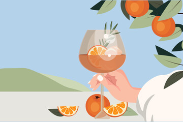 Aperol syringe, italy banner advertising background