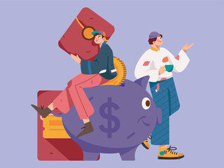 Holiday Shopping E-Commerce Online Shopping People Flat Vector Concept Operation Hand Drawn Illustration
