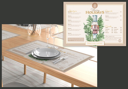 Tablecloth Christmas Menu Nutcracker