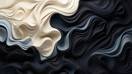 Fototapeta premium black monochrome pattern curves lines abstract background movement floral