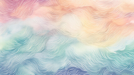 simple watercolors sea theme waves soft soft color light blue cartoon drawing