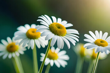 daisy flower on green background