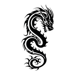 Dragon tattoo design isolated on white background.