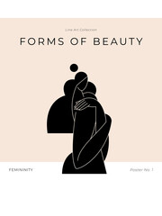 Contemporary abstract poster. Nude female body, woman silhouette, minimalist modern graphic, feminine design. Femininity aesthetic, Mid century beauty concept for print wall decor. Vector illustration