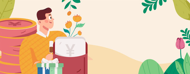 Holiday Shopping E-Commerce Online Shopping People Flat Vector Concept Operation Hand Drawn Illustration
