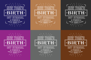 New York Birth t-shirt design template,Set of vintage t shirt,