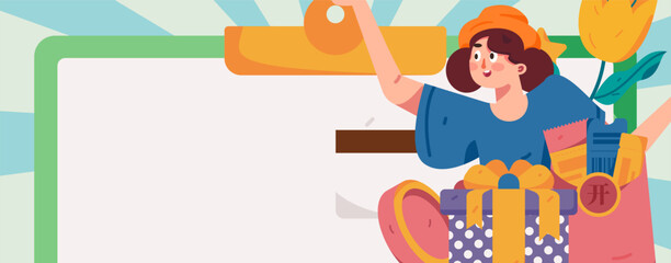 Holiday Shopping E-Commerce Online Shopping People Flat Vector Concept Operation Hand Drawn Illustration
