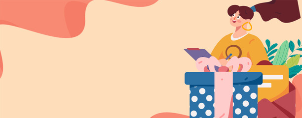 Holiday Shopping E-Commerce Online Shopping People Flat Vector Concept Operation Hand Drawn Illustration
