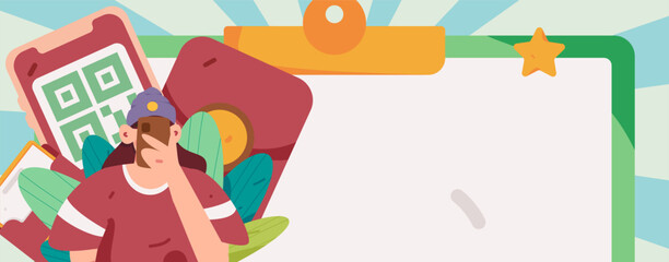 Obraz premium Holiday Shopping E-Commerce Online Shopping People Flat Vector Concept Operation Hand Drawn Illustration 