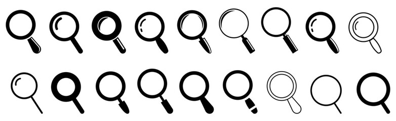 Set of Magnifying glass icon.Seach icons set.Web icons.