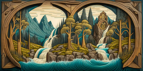 Река с водопадом