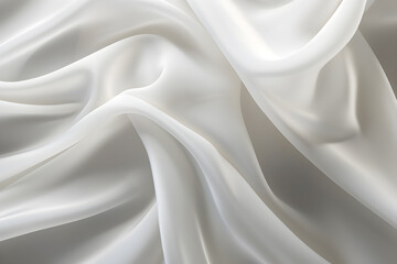 White glossy fluid fabrics abstract silk background created with Generative AI technology