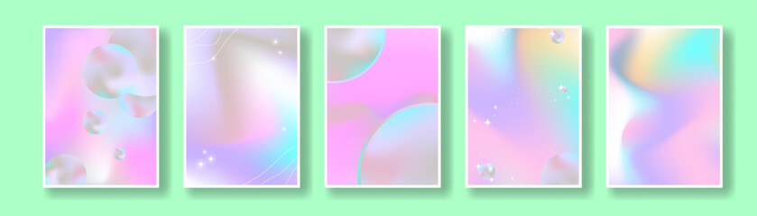 Set of Blue Pastel abstract gradient posters in liquid and modern concept with white frame . Editable Vector Illustration. EPS 10.