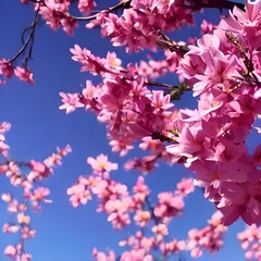 Cherry Blossoms in spring with blue sky background