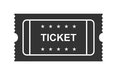 ticket icon vector illustration in the flat style. Retro ticket stub on a white background. Vector black ticket