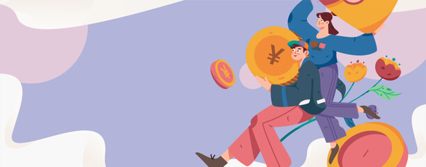 Holiday Shopping E-Commerce Online Shopping People Flat Vector Concept Operation Hand Drawn Illustration
