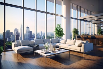 3d render of luxury home interior, living room,Generative AI