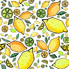 Refreshing seamless pattern with lemons.