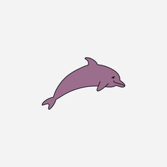Dolphin Vector Isolated Icon. Cartoon Style. 