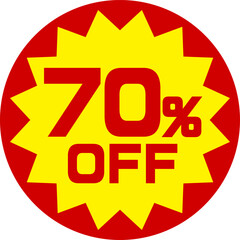 70%OFFシール（discount icon）
