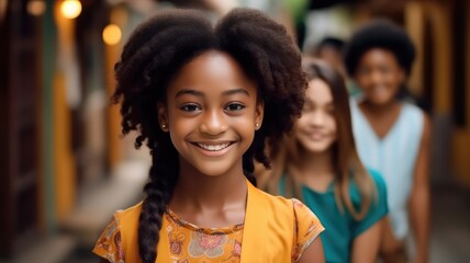 Smiling cute little African American girl.