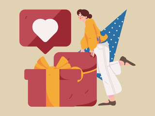 Holiday Shopping E-Commerce Online Shopping People Flat Vector Concept Operation Hand Drawn Illustration
