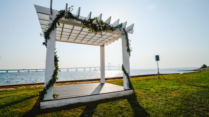 Wedding altar decorated with flowers