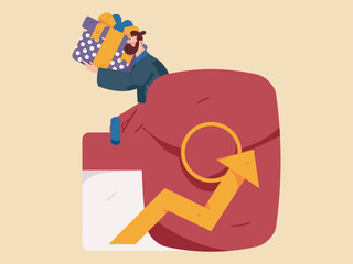 Holiday Shopping E-Commerce Online Shopping People Flat Vector Concept Operation Hand Drawn Illustration
