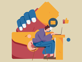 Holiday Shopping E-Commerce Online Shopping People Flat Vector Concept Operation Hand Drawn Illustration
