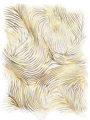 Golden thin abstract lines on a white background.