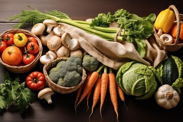 Fresh eco vegetables, Food products representing the nutritarian diet, Fresh colorful vegetables.
