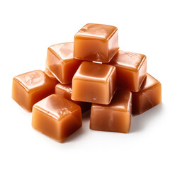 Delicious caramels isolated on white background 