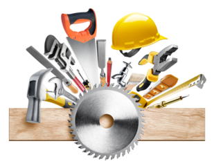 Saw blade with work tools isolated