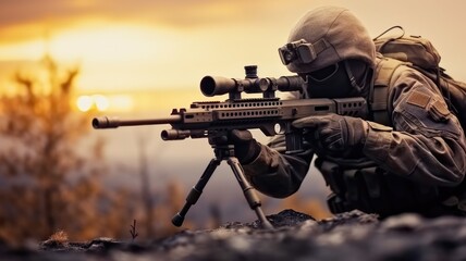 Sniper, Soldier is ready to shoot.