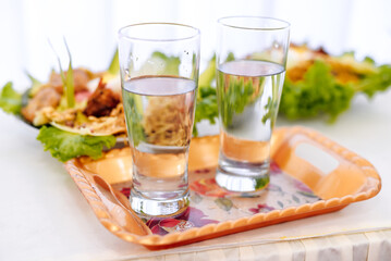 glass of wine with vegetables