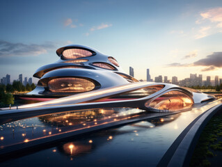 Obraz premium empty road with city background