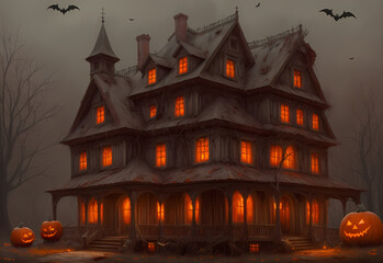 Fototapeta na wymiar house with pumpkin